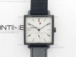 Nomos Tangente Square PVD Case White Dial Blue handset On Black leather Asian A2813