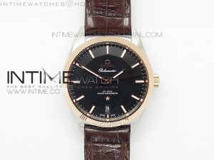 Globemaster Master Chronometer SS/RG V6F Best Edition Black Dial on Brown Leather Strap A8900