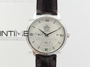 De Ville Prestige Real Power Reserve SS TW 1:1 Best Edition Silver Dial on Brown Leather A2824