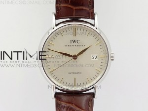 Portofino Automatic SS TWF 1:1 Best Edition White Dial gold markers on Brown Leather Strap A2892