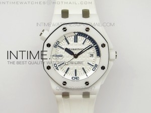 Royal Oak Offshore Diver White Ceramic JF Best Edition on White Rubber Strap A3120