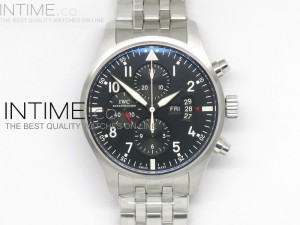 Pilot Chrono 3777 Black Dial on Stainless Steel A7750