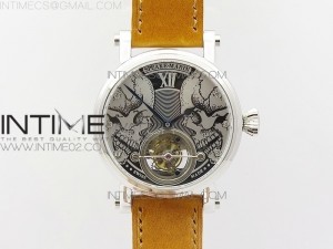 Speake-Marin SS Case Silver Dial on RG Dial On Brown Leather Asian EQ Tourbillon (Free Black Leather Strap)