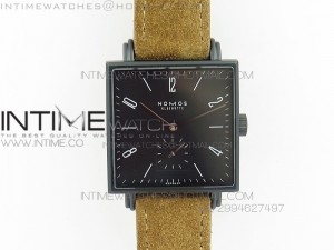 Nomos Tangente Square PVD Case Black Dial On Brown leather Asian A2813