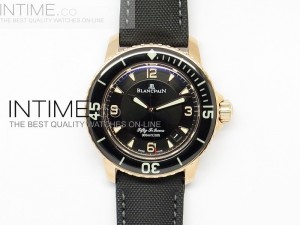 Fifty Fathoms 1:1 Noob Best Edition RG Black Dial on Sail-canvas Strap A2836