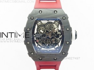 RM 035-02 Forged Carbon KVF Best Edition Rafa Nadal Foundation Skeleton Dial on Soft Red Rubber Strap
