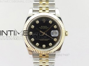 DateJust 41 126333 Noob 1:1 Best Edition YG Wrapped Black Dial Diamonds Markers on SS/YG Jubilee Bracelet A3235