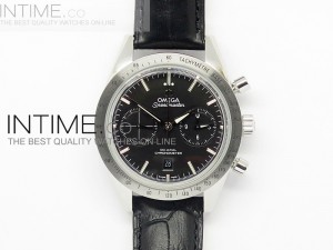Speedmaster Professional SS Bezel Black Dial Best Edition on Leather strap A9300