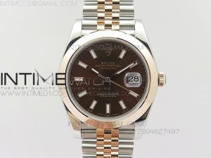 DateJust 41 126303 Noob 1:1 Best Edition RG Wrapped Brown Dial Stick Markers on SS/YG Jubilee Bracelet A3235