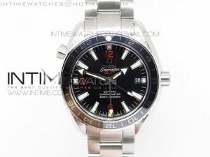 Planet Ocean GMT 42mm V6F 1:1 Best Edition Black Dial Silver Markers on SS Bracelet A8605