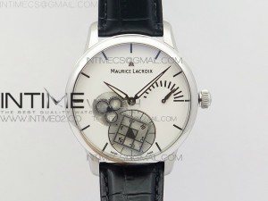 Masterpiece Square Wheel SS AMF 1:1 Best Edition White Dial on Black Leather Strap A6498
