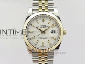 DateJust 41 126333 Noob 1:1 Best Edition YG Wrapped White Dial Sticks Markers on SS/YG Jubilee Bracelet A3235