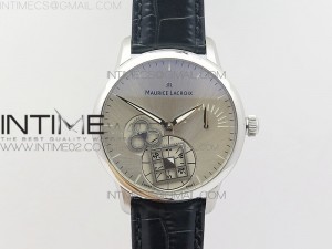 Masterpiece Square Wheel SS AMF 1:1 Best Edition Silver Dial on Black Leather Strap A6498