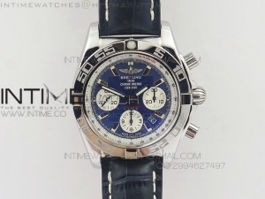 Chronomat B01 Chrono SS JF 1:1 Best Edition Blue Dial on Black Leather Strap A7750