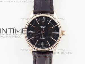 Cellini 50509 MK V2 Best Edition RG Black Roman Dial on Brown Leather Strap A3132