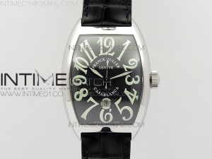 Casablanca with Date SS TW 1:1 Best Edition Black Dial on Black Leather Strap A2824