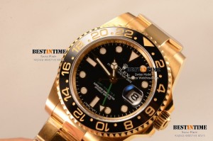 GMT-Master II Clone Rolex 3186 Automatic Yellow Gold Case With Ceramic Bezel Black Dial 116718 BK (BP)