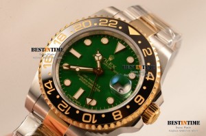 GMT-Master II Swiss ETA 2836 Automatic Two Tone Rose Gold Case With Ceramic Bezel Green Dial 116713 LN